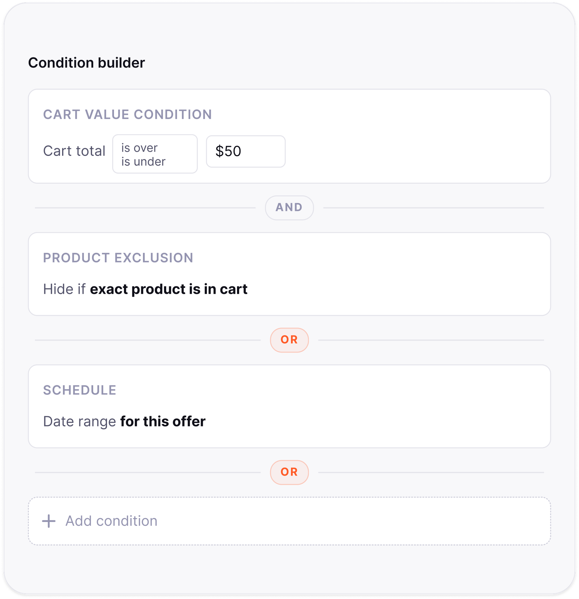 Condition builder mockup